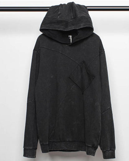 Hoodie en Denim Noir Chic -  style techwear - Hoodie en Denim Noir Chic pour un Style Décontracté
