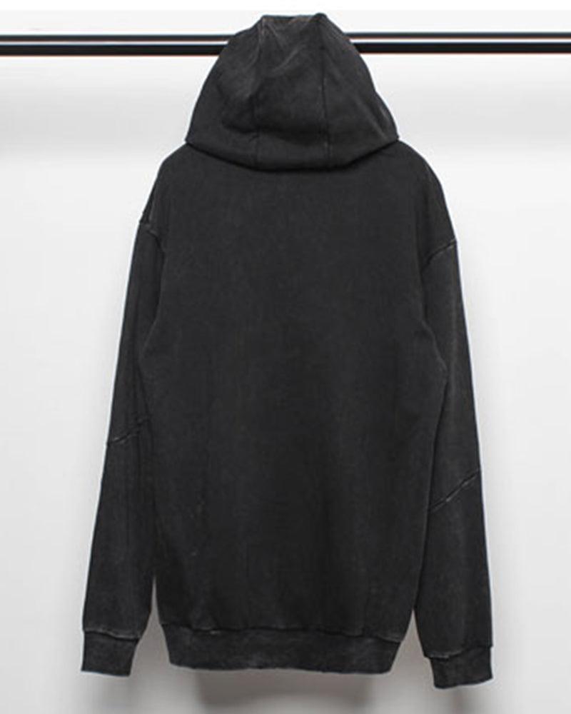 Hoodie en Denim Noir Chic -  techwear - Hoodie en Denim Noir Chic pour un Style Décontracté