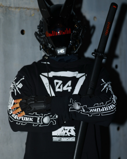 Hoodie Graphique de Motard Révolutionnaire - vêtements urbains futuristes - Hoodie Graphique de Motard au Style Futuriste