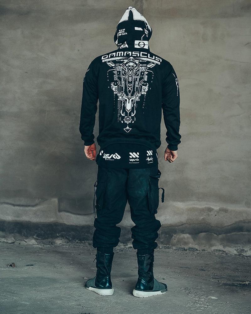 Hoodie Graphique de Motard Révolutionnaire -  noir - Hoodie Graphique de Motard au Style Futuriste