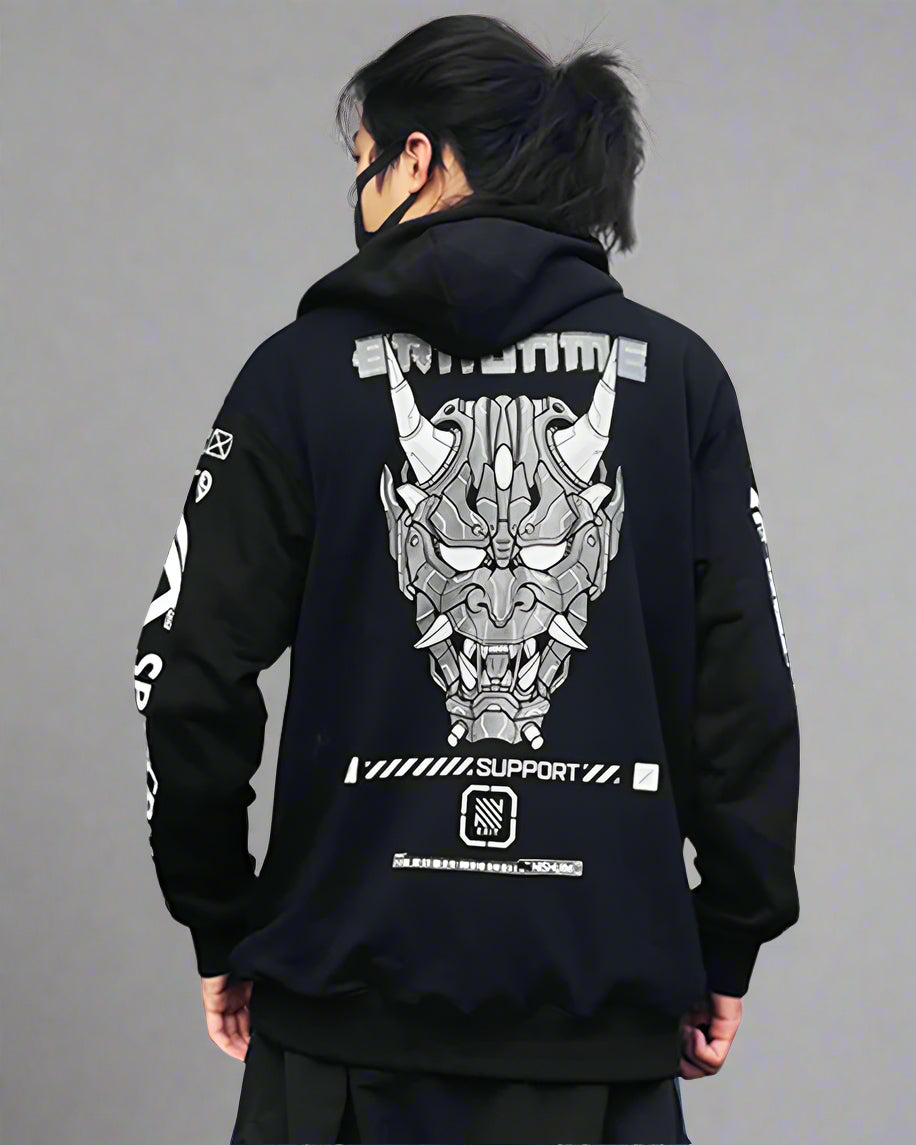 Hoodie Hannya Ninja de Nouvelle Génération - hoodie noir - Hoodie Hannya Ninja pour un Style Urbain Contemporain
