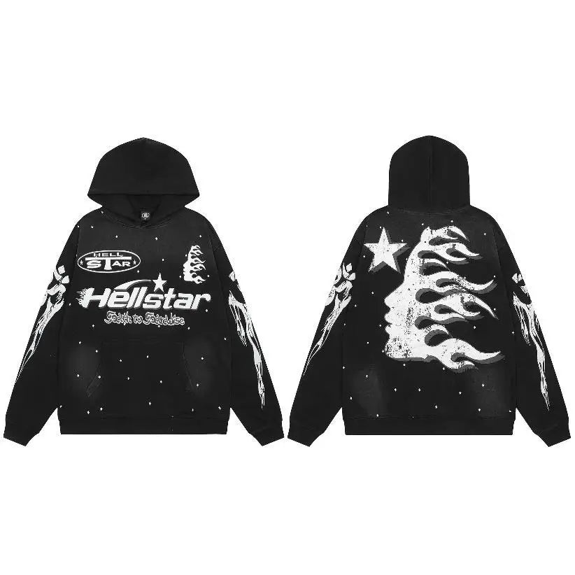 Hoodie Hellstar -  communauté de mode rétro - Hoodie Y2K Streetwear audacieux pour les amateurs de mode