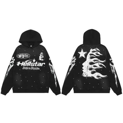 Hoodie Hellstar -  communauté de mode rétro - Hoodie Y2K Streetwear audacieux pour les amateurs de mode