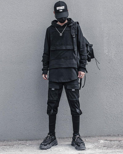 Hoodie Ninja Noir Discret -  techwear - Hoodie Ninja Noir pour un style urbain décontracté