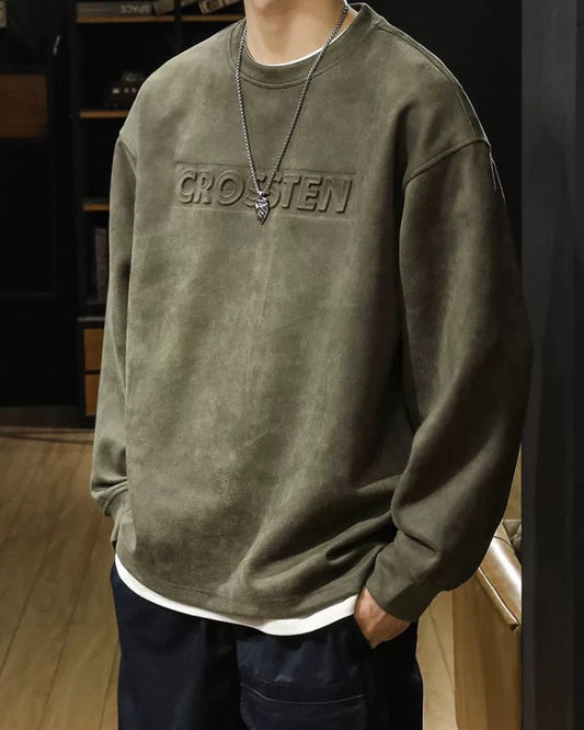 Hoodie Oversize en Suède Rétro - hoodie - Hoodie Oversize en Suède avec un Style Rétro