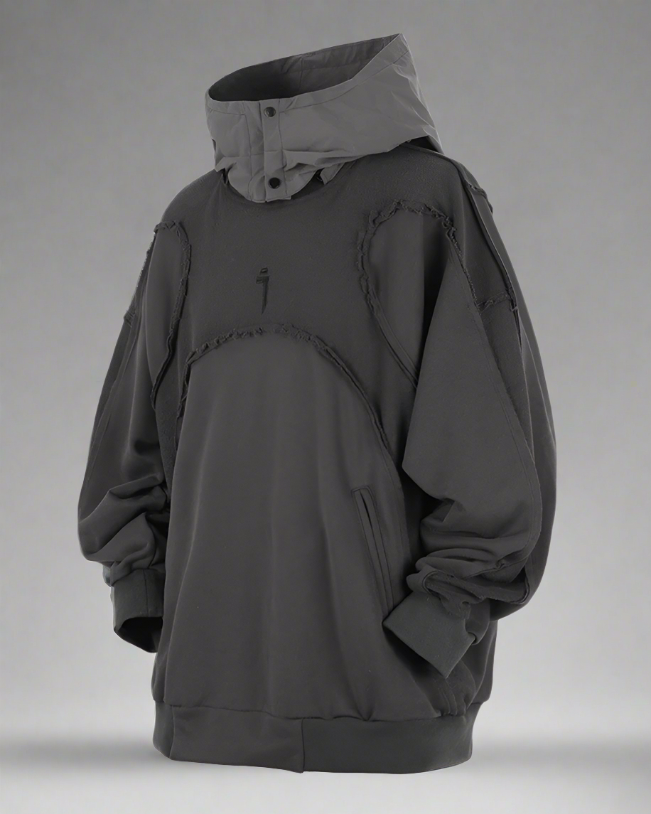 Hoodie Patchwork Délavé Chic - design unique hoodie - Hoodie Chic Délavé au Design Unique et Élégant