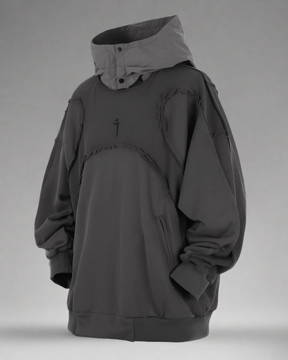 Hoodie Patchwork Délavé Chic - design unique hoodie - Hoodie Chic Délavé au Design Unique et Élégant