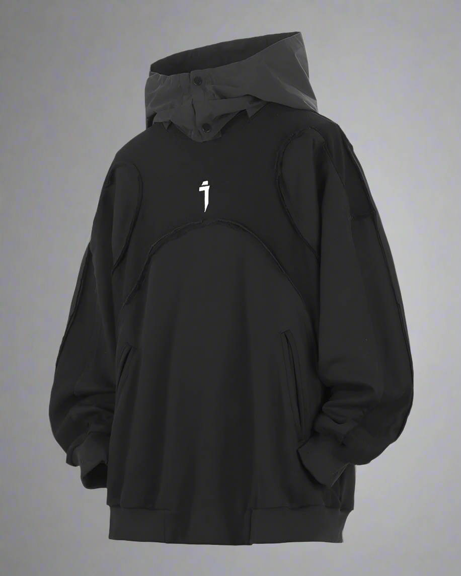 Hoodie Patchwork Délavé Chic -  vêtements streetwear - Hoodie Chic Délavé au Design Unique et Élégant