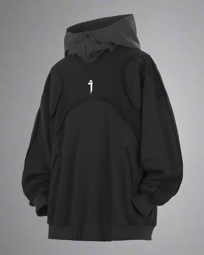 Hoodie Patchwork Délavé Chic -  vêtements streetwear - Hoodie Chic Délavé au Design Unique et Élégant