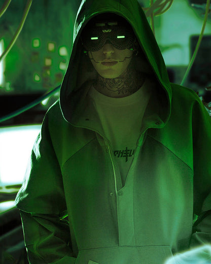 Hoodie Patchwork Fantôme Futuriste - hoodie - Hoodie Patchwork Futuriste en Blanc pour un Style Unique