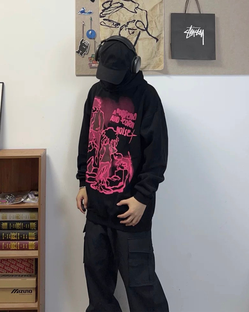 Hoodie Street Art Love -  gilets techwear - Hoodie Street Art Love pour un Style Quotidien