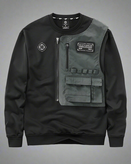 Hoodie Superposé Prêt pour la Ville - hoodie - Hoodie Superposé Noir pour un Confort Quotidien