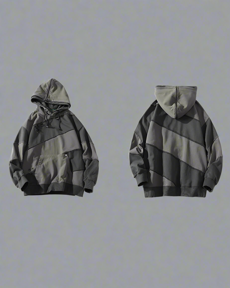 Hoodie Unisexe Patchwork Tendance - hoodie - Hoodie Patchwork Unisexe : Style Urbain et Confort
