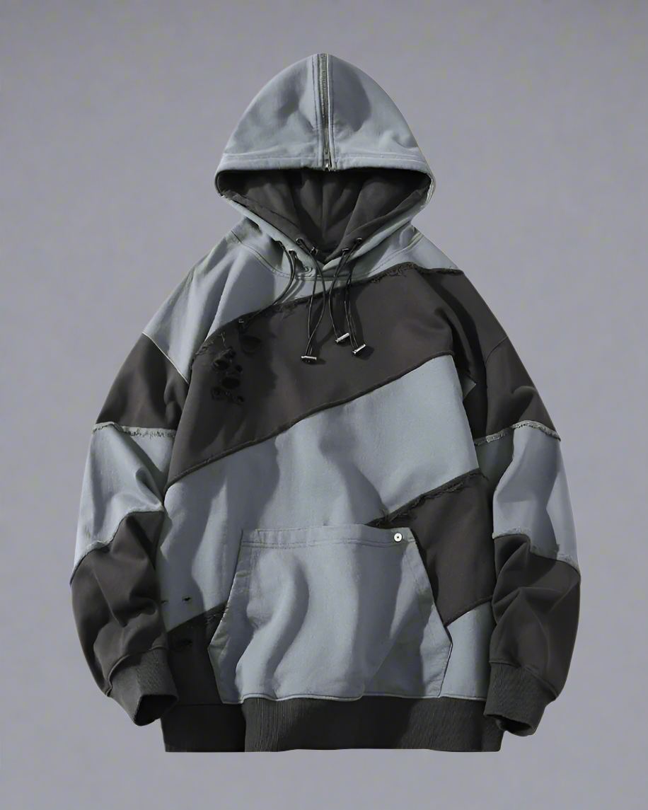 Hoodie Unisexe Patchwork Tendance -  urbain - Hoodie Patchwork Unisexe : Style Urbain et Confort