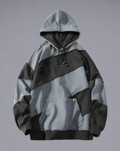 Hoodie Unisexe Patchwork Tendance -  urbain - Hoodie Patchwork Unisexe : Style Urbain et Confort