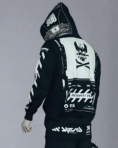 Hoodie zippé au style futuriste -  cyberpunk - Hoodie zippé au design futuriste pour un style unique