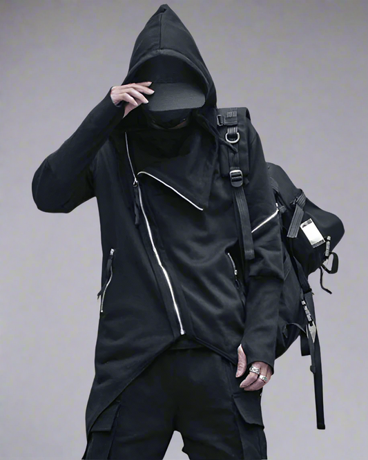 Hoodie Zippé Chic Urbain Tech - hoodie - Hoodie Zippé Chic Urbain et Techwear Noir