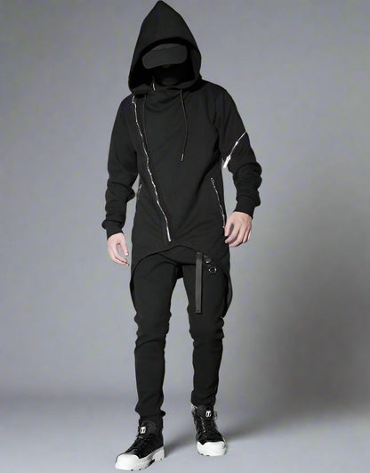 Hoodie Zippé Chic Urbain Tech -  urbain - Hoodie Zippé Chic Urbain et Techwear Noir
