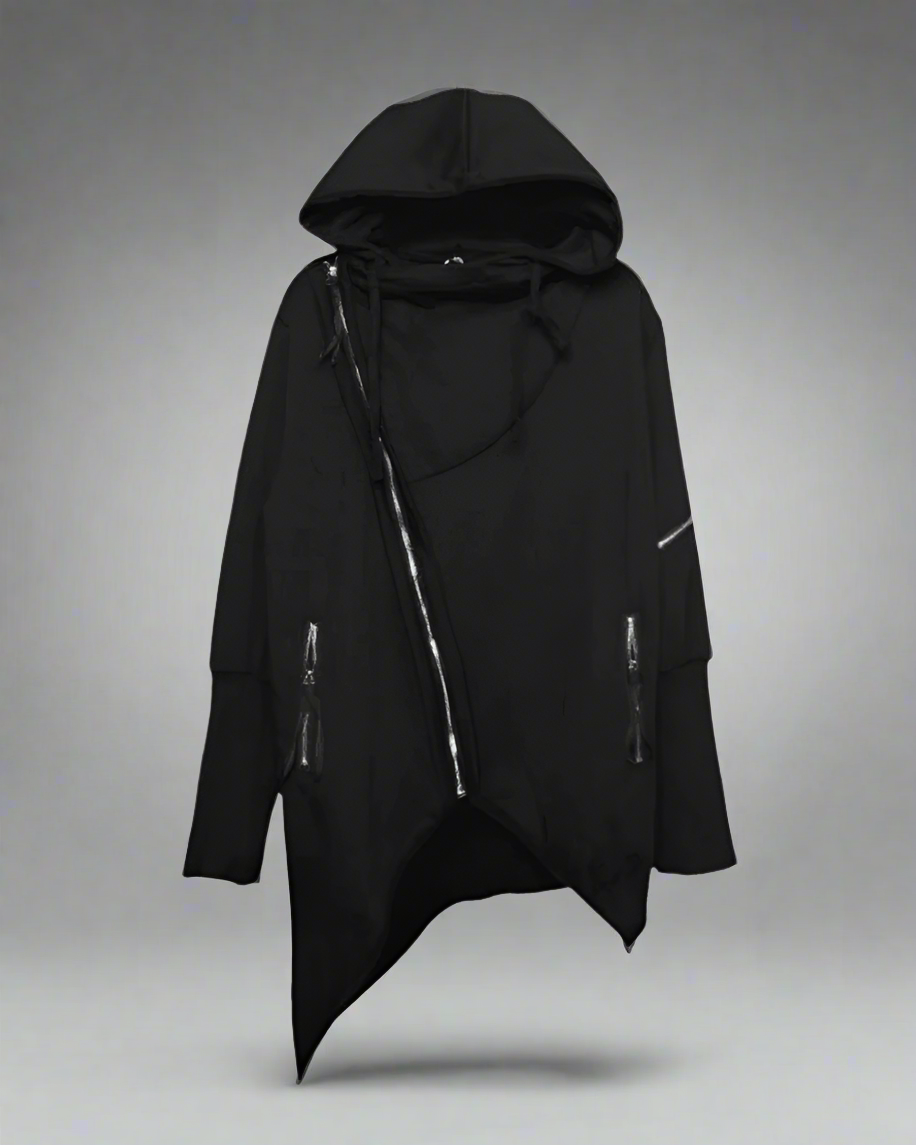 Hoodie Zippé Chic Urbain Tech - veste à capuche techwear - Hoodie Zippé Chic Urbain et Techwear Noir