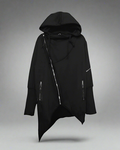 Hoodie Zippé Chic Urbain Tech - veste à capuche techwear - Hoodie Zippé Chic Urbain et Techwear Noir