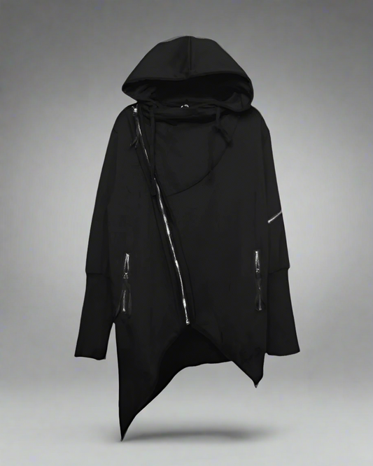 Hoodie Zippé Chic Urbain Tech - veste à capuche techwear - Hoodie Zippé Chic Urbain et Techwear Noir