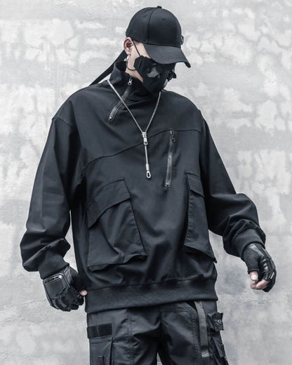 Hoodie zippé à col montant chic -  mode - Hoodie zippé à col montant pour un style polyvalent
