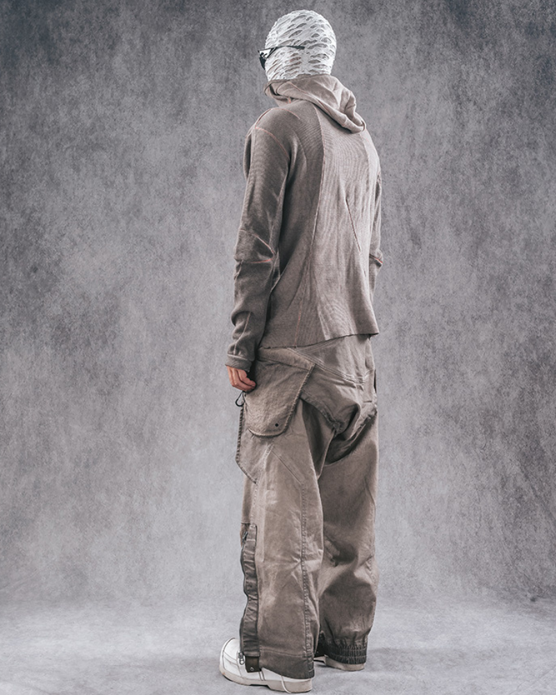 Hoodie zippé toutes saisons -  futuriste - Hoodie zippé marron polyvalent pour un look futuriste