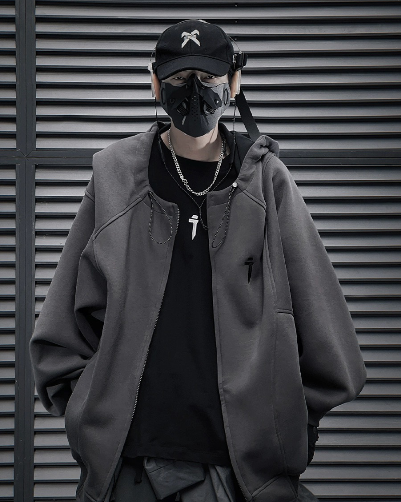 Hoodie Zippé Urbain Polyvalent - hoodie futuriste - Hoodie Zippé Urbain en Polyester et Coton Confortable