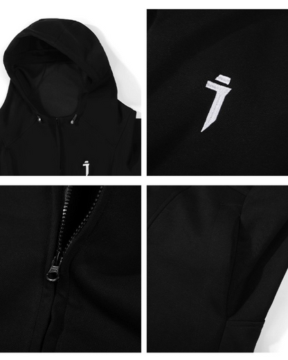 Hoodie Zippé Urbain Polyvalent -  style cyberpunk - Hoodie Zippé Urbain en Polyester et Coton Confortable