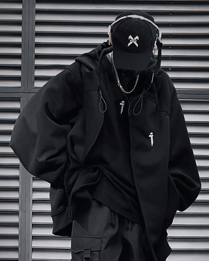 Hoodie Zippé Urbain Polyvalent -  techwear - Hoodie Zippé Urbain en Polyester et Coton Confortable