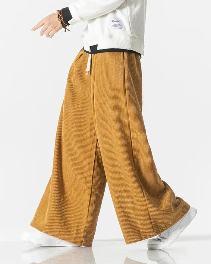 Pantalons en velours côtelé japonais élégants