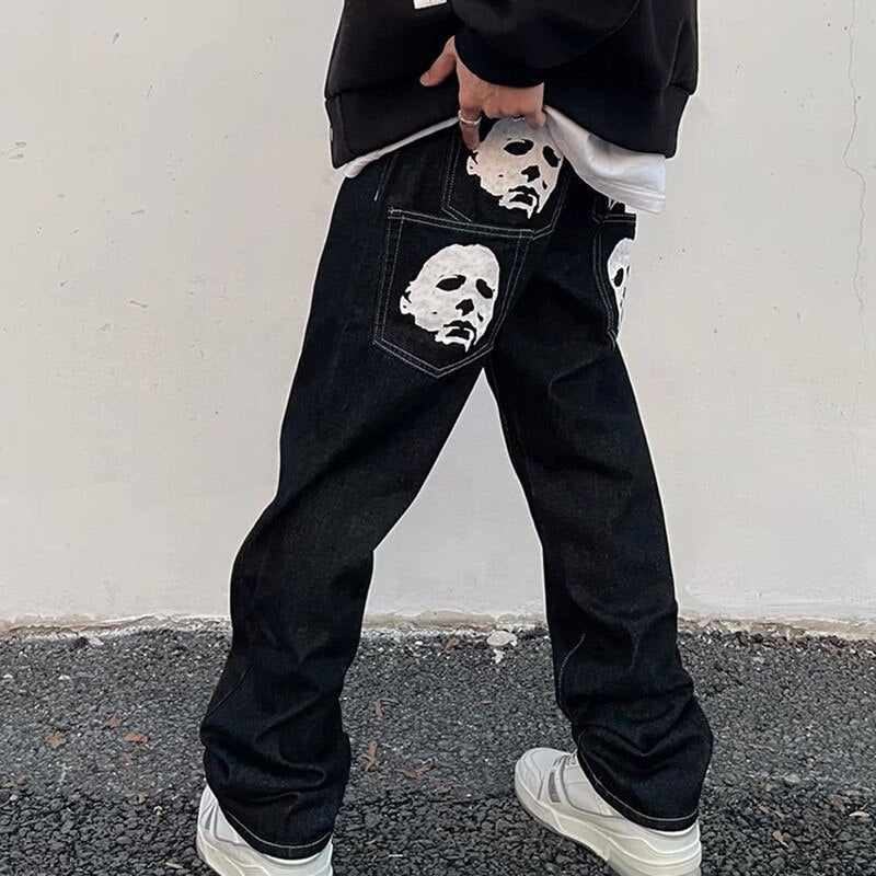 Jean Baggy Y2K -  baggy - Jean Baggy Y2K avec Imprimé Michael Myers