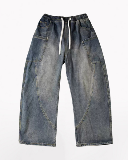 Jean droit chic à panneaux - jean chic - Jean droit à panneaux avec poches cargo pour un style pratique