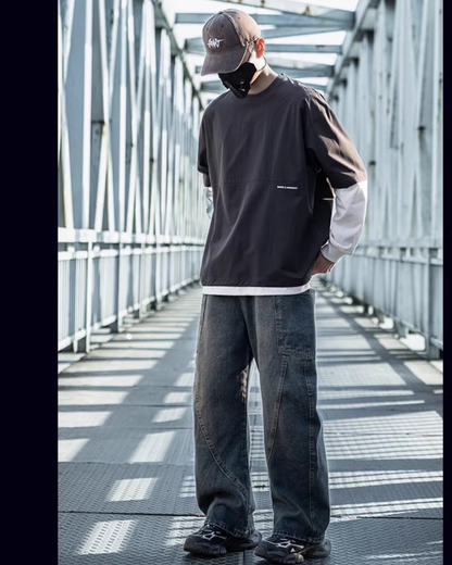 Jean droit chic à panneaux -  mode masculine - Jean droit à panneaux avec poches cargo pour un style pratique