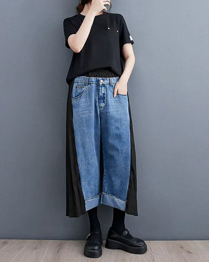 Jeans Femme Large Chic -  mode japonaise - Jeans Femme Large Chic pour un Style Élégant et Confortable