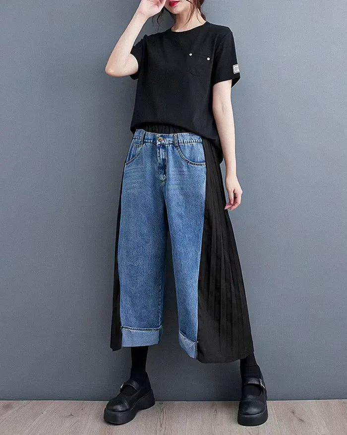 Jeans Femme Large Chic -  pantalons élégants - Jeans Femme Large Chic pour un Style Élégant et Confortable