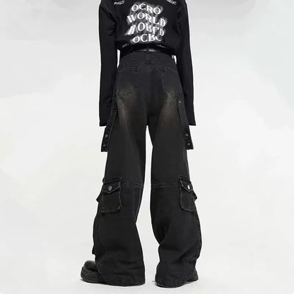 Jeans Gothiques -  denim noir - Jeans gothiques en denim noir ajustés pour un style unique