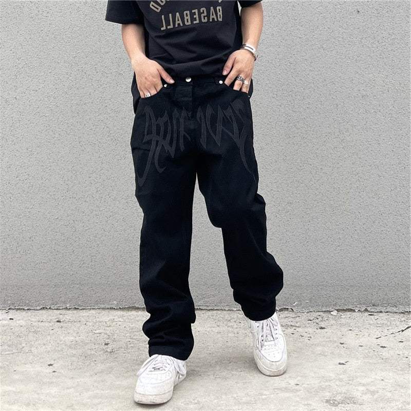 Jeans Noirs Personnalisés - jeans - Jeans Noirs Personnalisés pour un Style Streetwear Unique