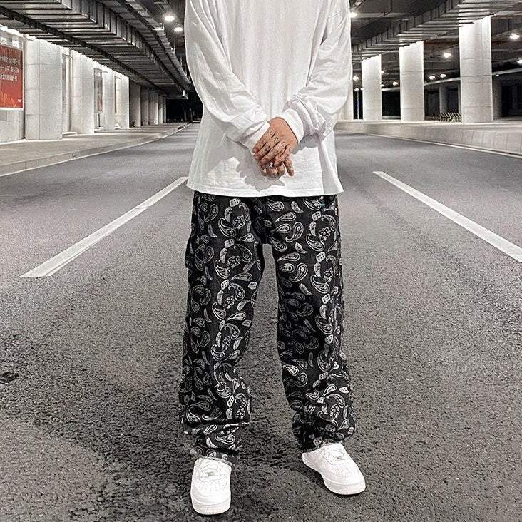 Jeans Paisley - jeans - Jeans Paisley légers au style streetwear Y2K