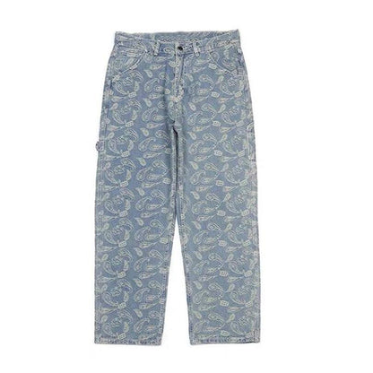 Jeans Paisley -  pantalons techwear - Jeans Paisley légers au style streetwear Y2K