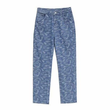 Jeans Paisley -  unisex - Jeans Paisley légers au style streetwear Y2K