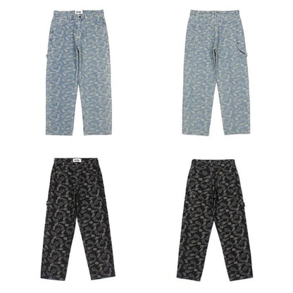 Jeans Paisley -  vêtements unisexes - Jeans Paisley légers au style streetwear Y2K