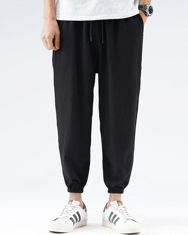 Joggers en Soie Noire Élégants -  style élégant - Joggers en Soie Noire Confort d'Été et Élégance