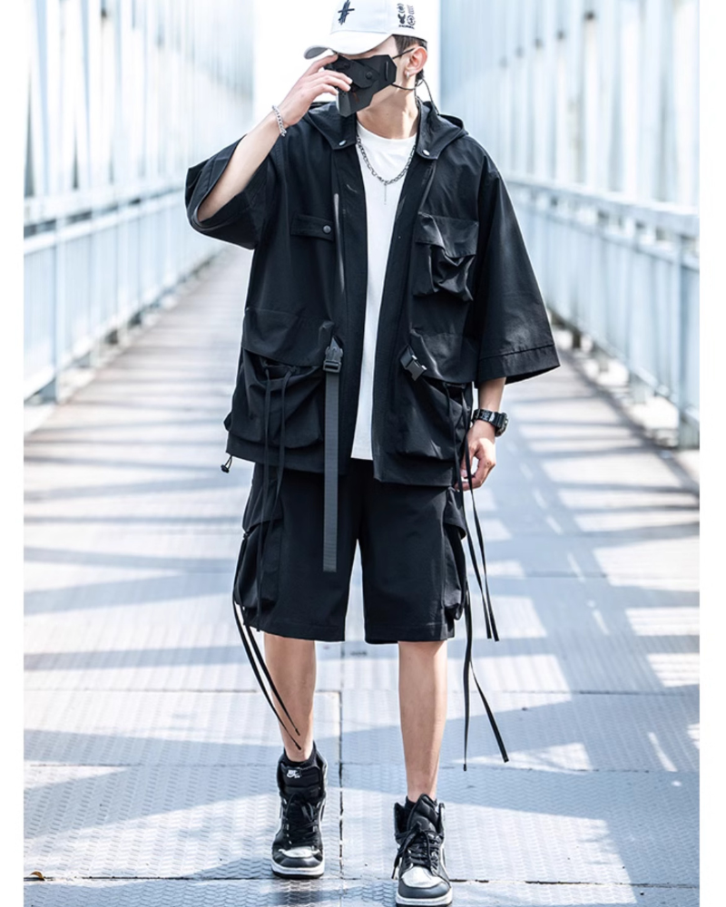 Kimono Chic à Capuche -  techwear - Kimono Chic à Capuche pour un Style Élégant au Quotidien