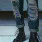 Pantalons en Denim Découpés au Laser Futuristes