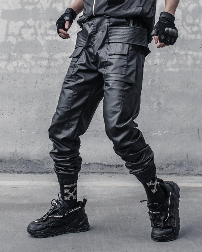 Pantalons Cargo Cirés Noirs Chic