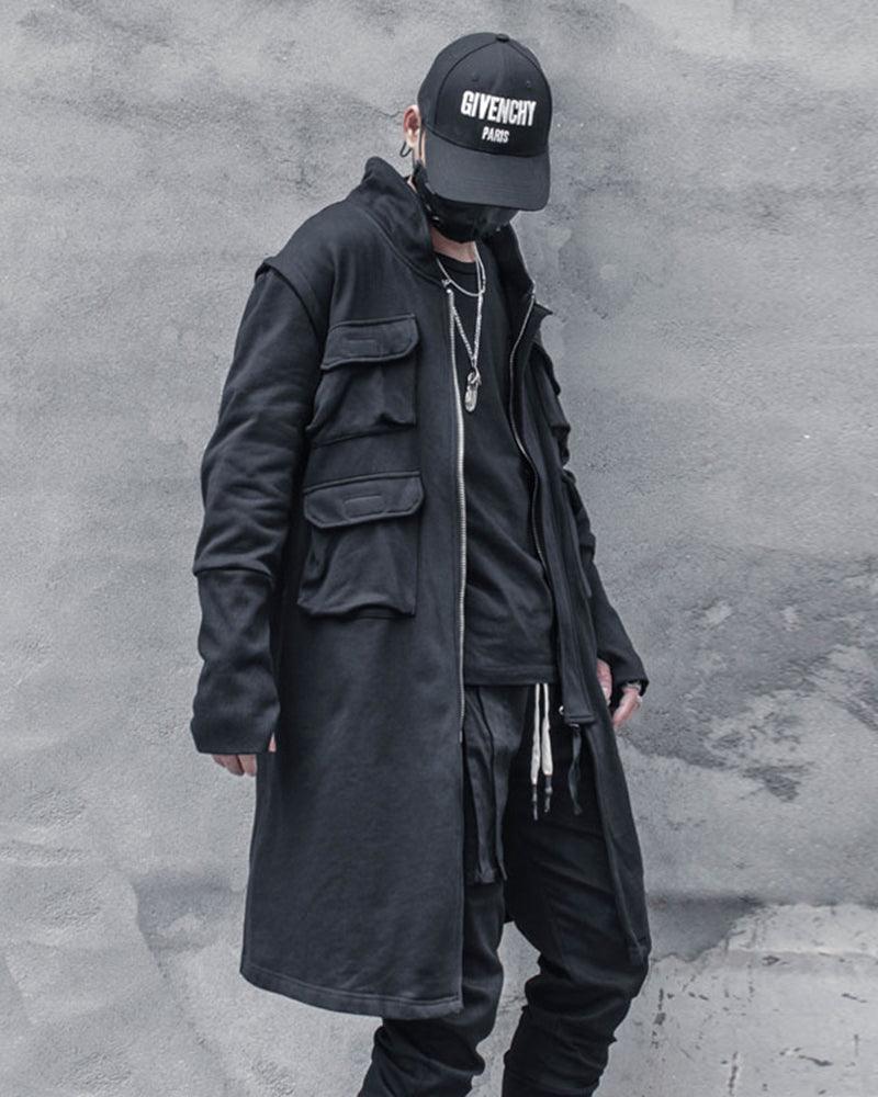 Manteau Cargo Urbain Polyvalent -  cargo - Manteau Cargo Urbain Noir et Futuriste