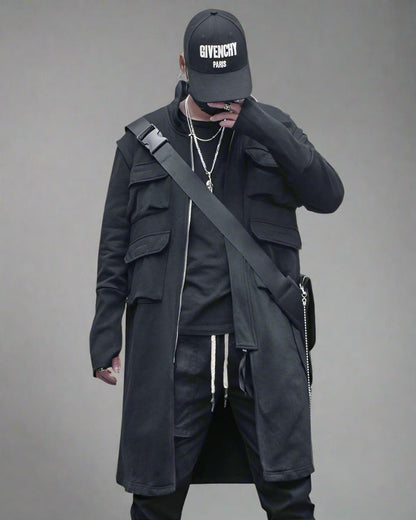Manteau Cargo Urbain Polyvalent - manteau - Manteau Cargo Urbain Noir et Futuriste