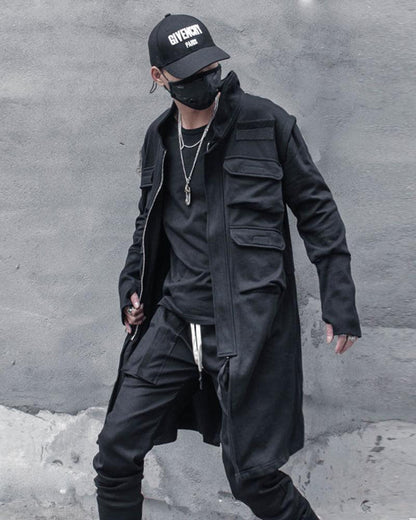 Manteau Cargo Urbain Polyvalent -  noir - Manteau Cargo Urbain Noir et Futuriste