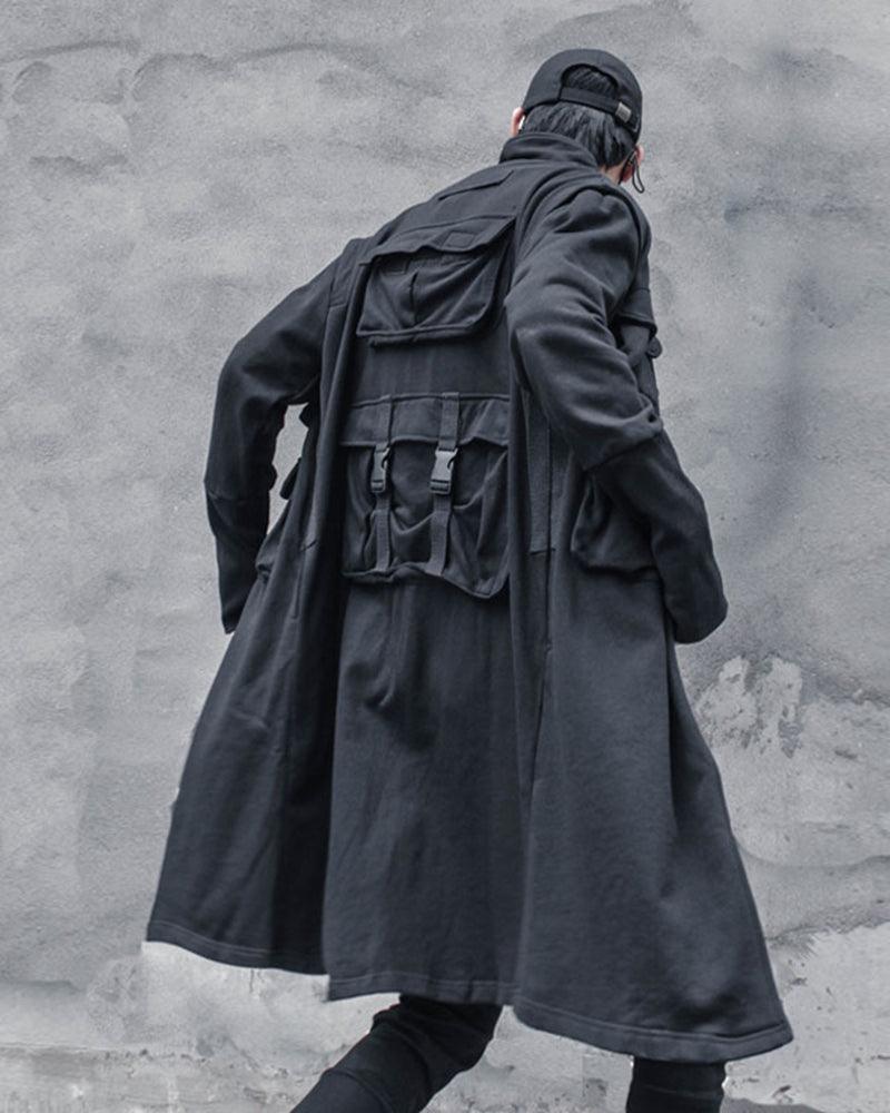 Manteau Cargo Urbain Polyvalent -  style futuriste - Manteau Cargo Urbain Noir et Futuriste